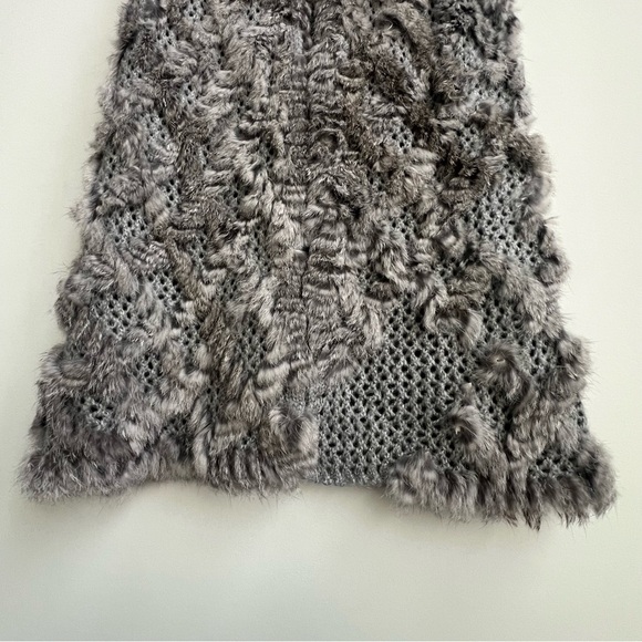 Neiman Marcus 100% Rabbit Fur Open Knit Vest size XL Gray Old Money Chic - Picture 6 of 15